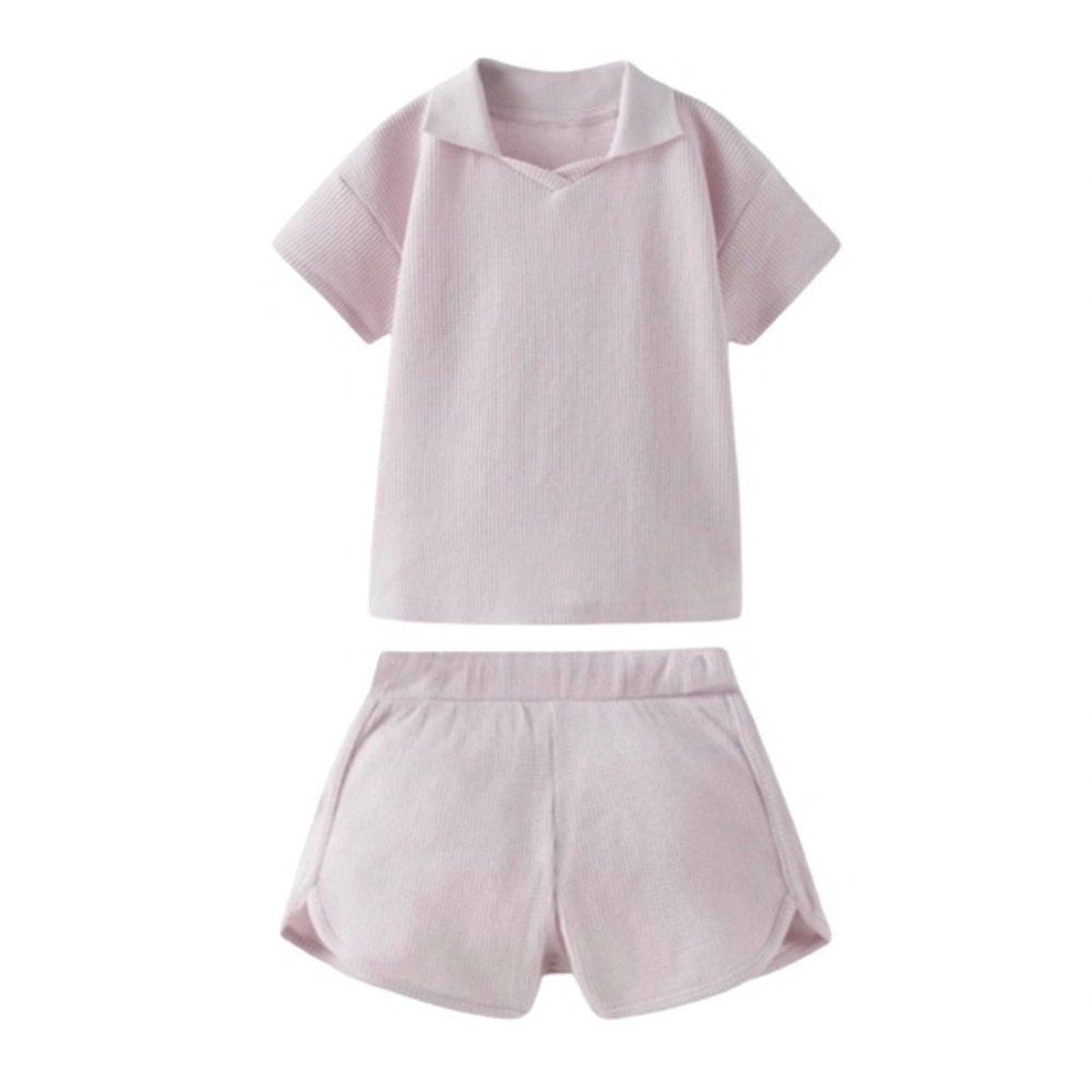 ZARA GIRLS WAFFLE KNIT POLO SHIRT AND SHORTS